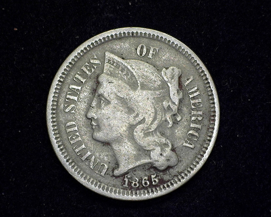 1865 Three Cent Nickel VG - US Coin