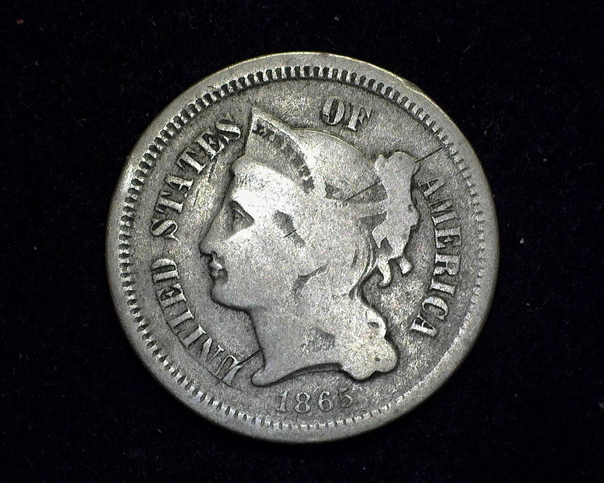 1865 Three Cent Nickel VG - US Coin