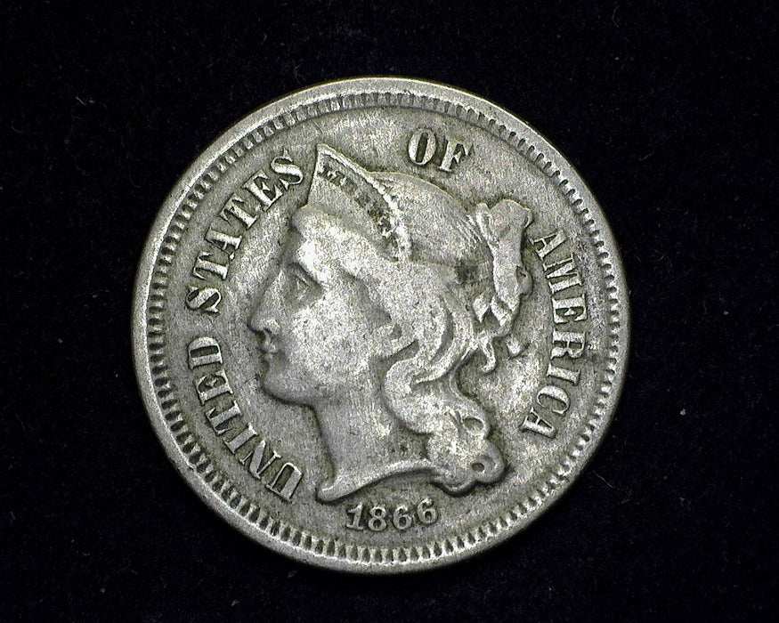 1866 Three Cent Nickel VG - US Coin