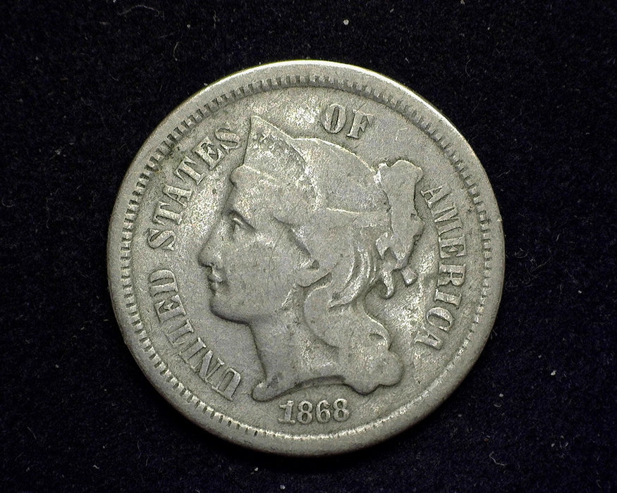 1868 Three Cent Nickel VG - US Coin