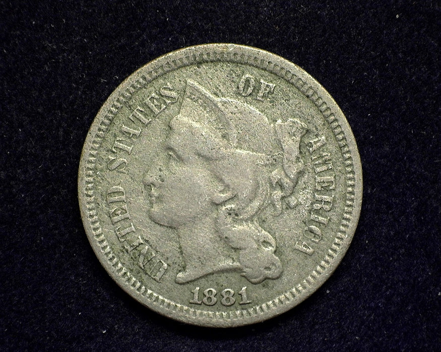 1881 Three Cent Nickel F - US Coin