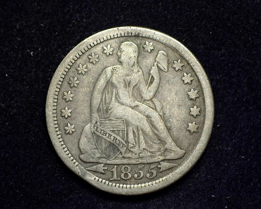 1855 Arrows Liberty Seated Dime F - US Coin