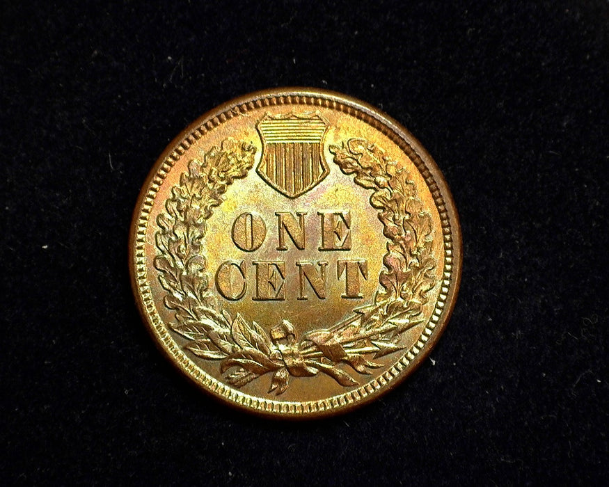 1885 Indian Head Penny/Cent Mostly pastel toning. Pretty MS-63 RB - US Coin