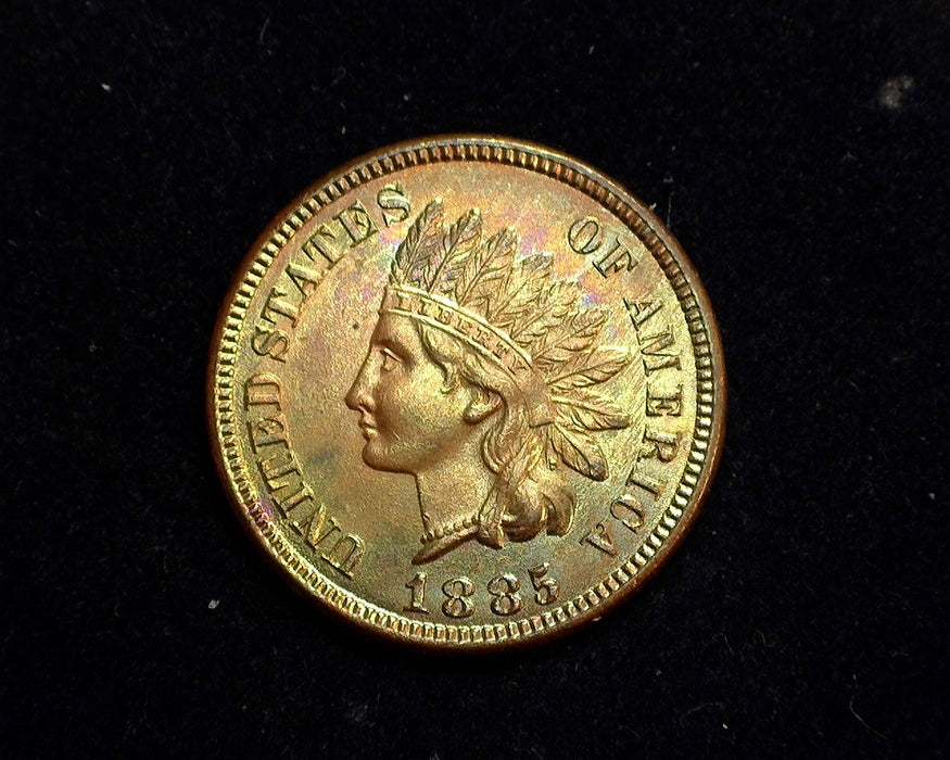 1885 Indian Head Penny/Cent Mostly pastel toning. Pretty MS-63 RB - US Coin