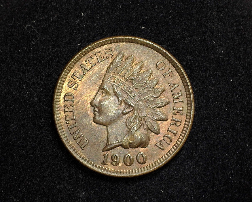 1900 Indian Head Penny/Cent Even with traces of mint red MS-64 RB - US Coin