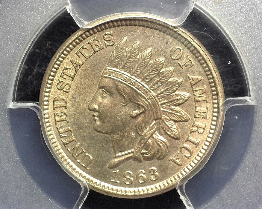 1863 Indian Head Penny/Cent PCGS MS63 Full lustre - US Coin