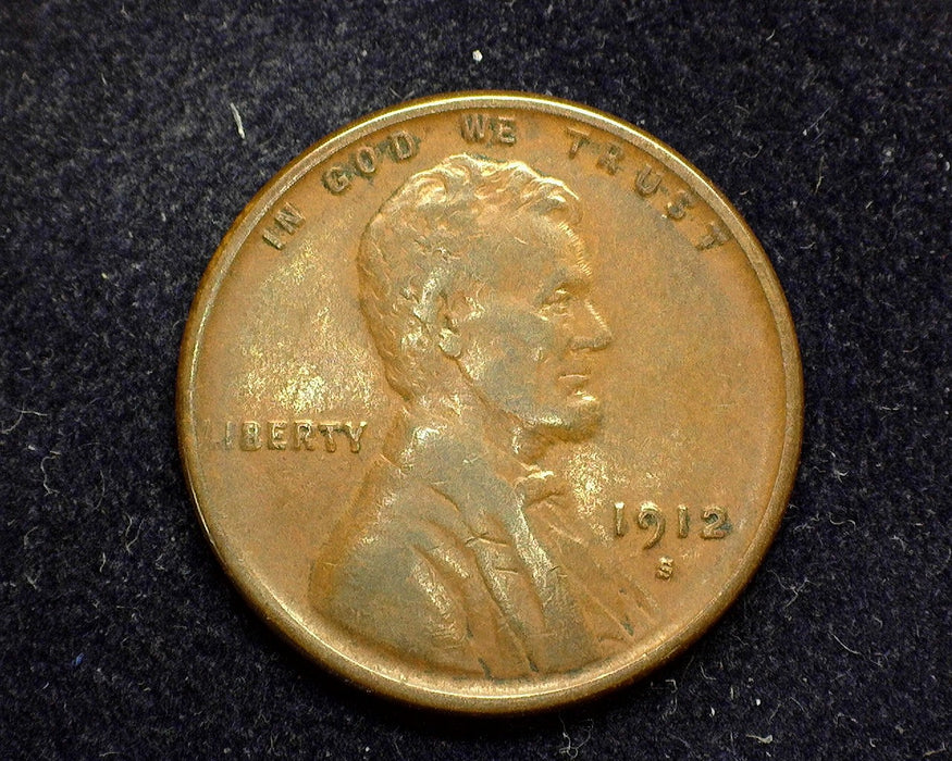 1912 S Lincoln Wheat Penny/Cent F - US Coin