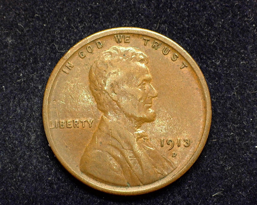 1913 D Lincoln Wheat Penny/Cent VF - US Coin