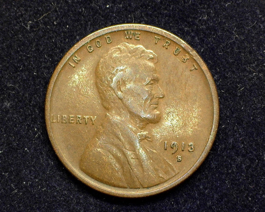 1913 S Lincoln Wheat Penny/Cent F - US Coin