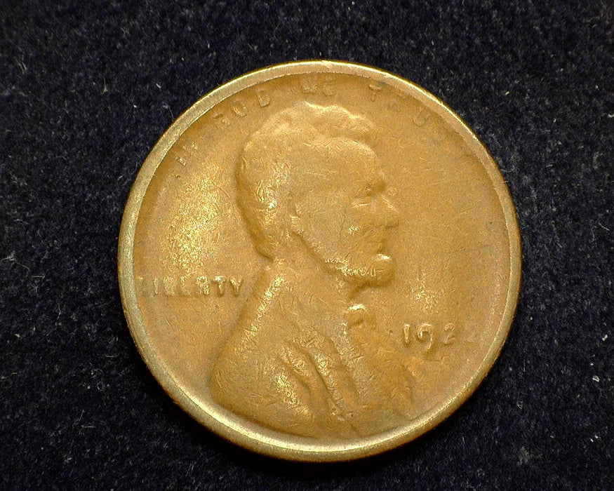 1922 Lincoln Wheat Penny/Cent F Plain nice example of rare coin Die 3 - US Coin