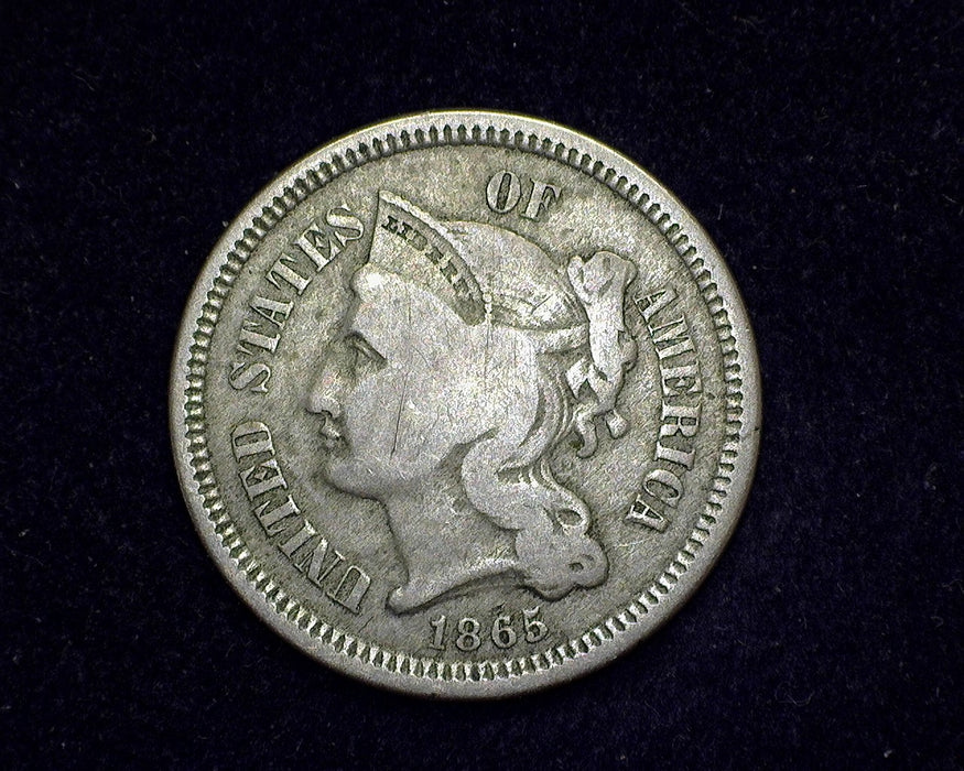 1865 Three Cent Nickel F - US Coin