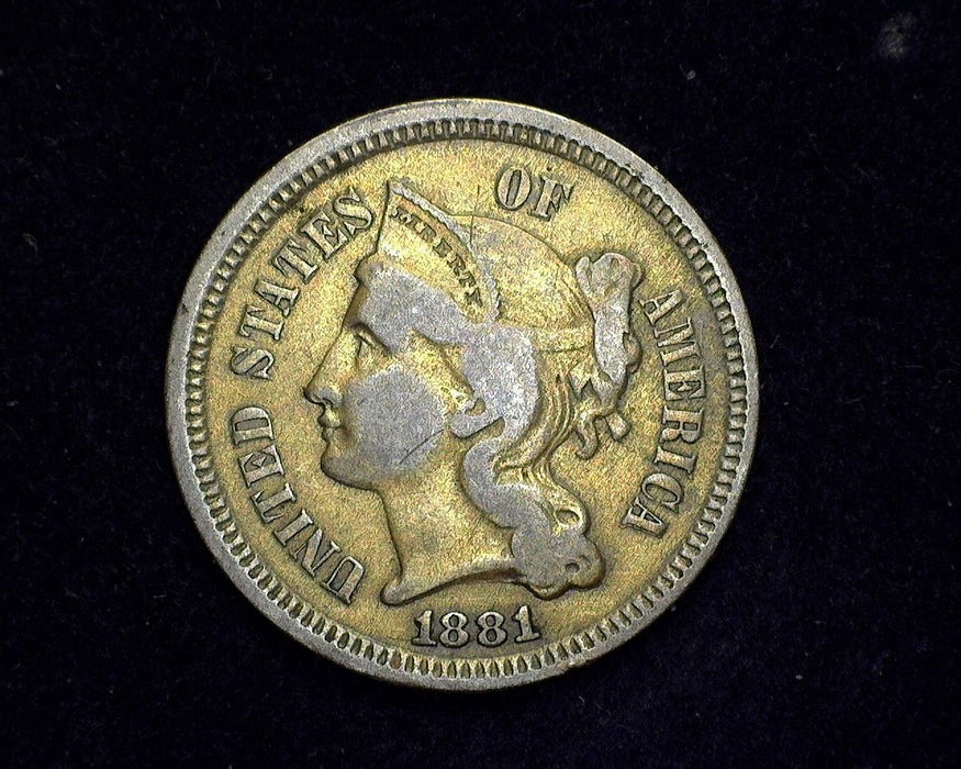 1881 Three Cent Nickel F - US Coin