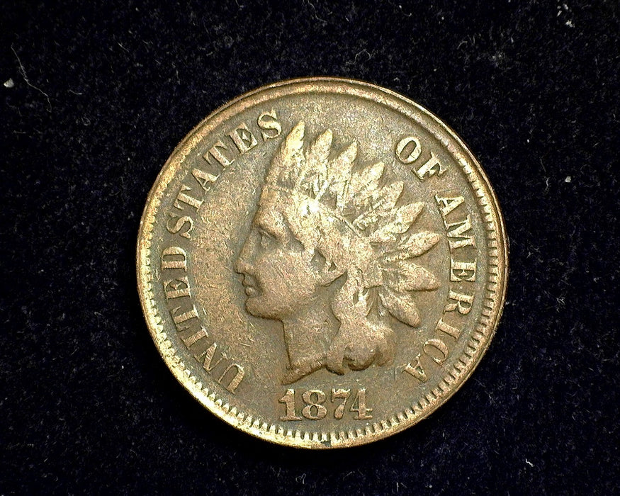 1874 Indian Head Penny/Cent VG - US Coin