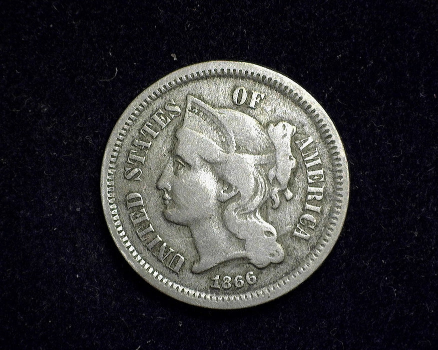 1869 Three Cent Nickel VG - US Coin