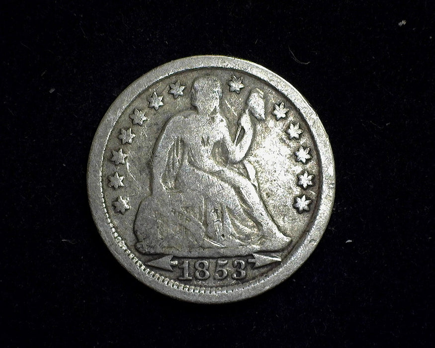 1853 Arrows Liberty Seated Dime VG - US Coin