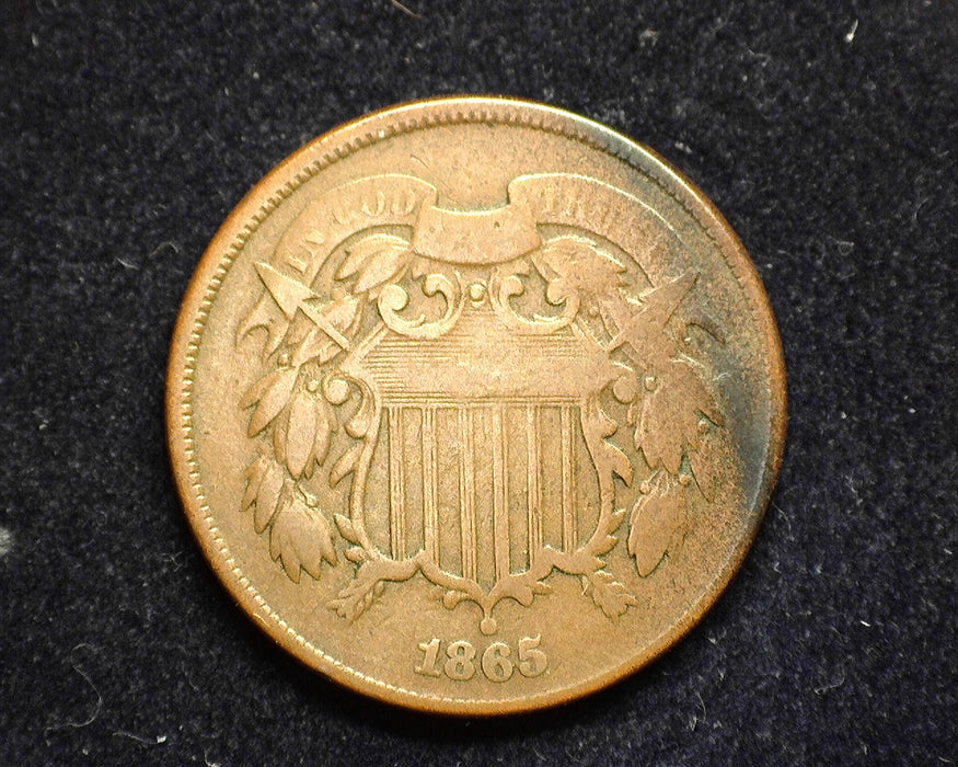 1865 Two Cent Piece VG - US Coin