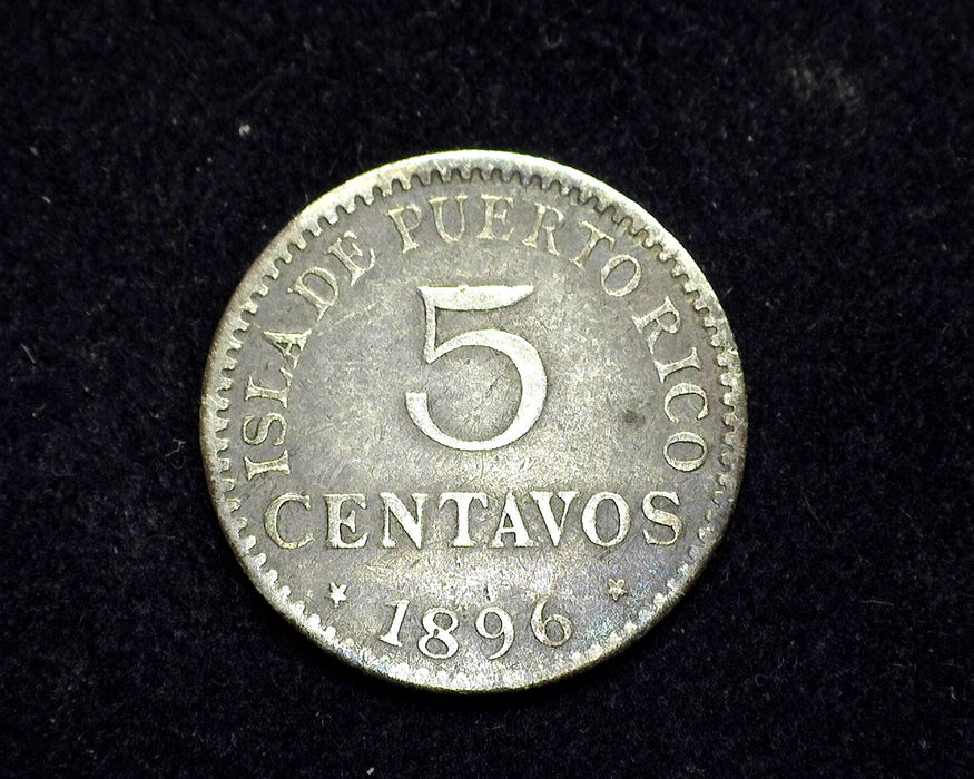 1896 5 Centavos VF - Puerto Rico Coin