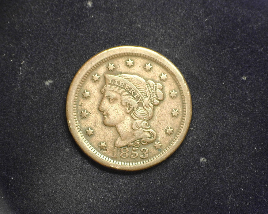 1853 Large Cent Braided Hair Cent VF - US Coin