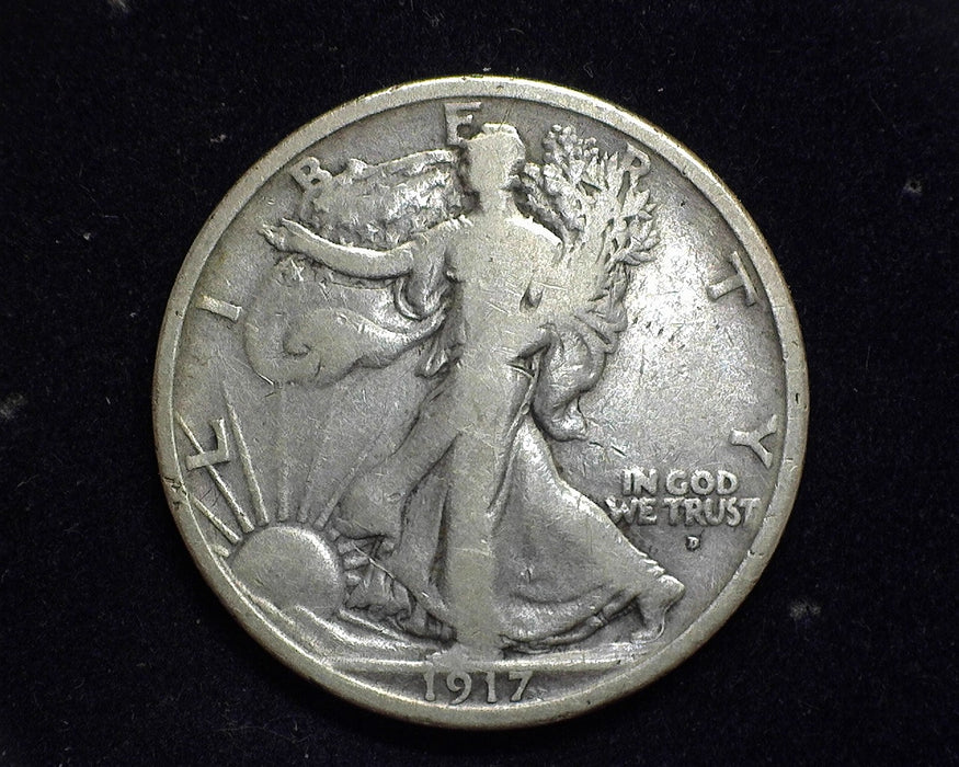 1917 D Walking Liberty Half Dollar VG Obverse. - US Coin