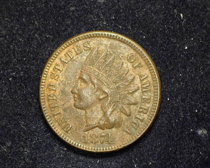 1874 Indian Head Penny/Cent Vf/Xf - US Coin