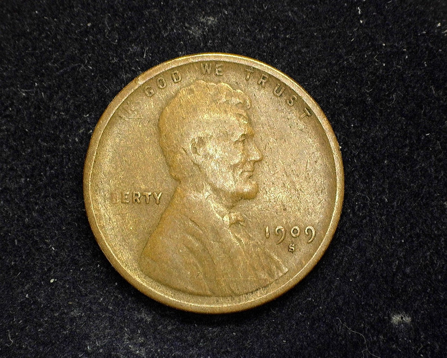 1909 S Lincoln Wheat Penny/Cent VG - US Coin