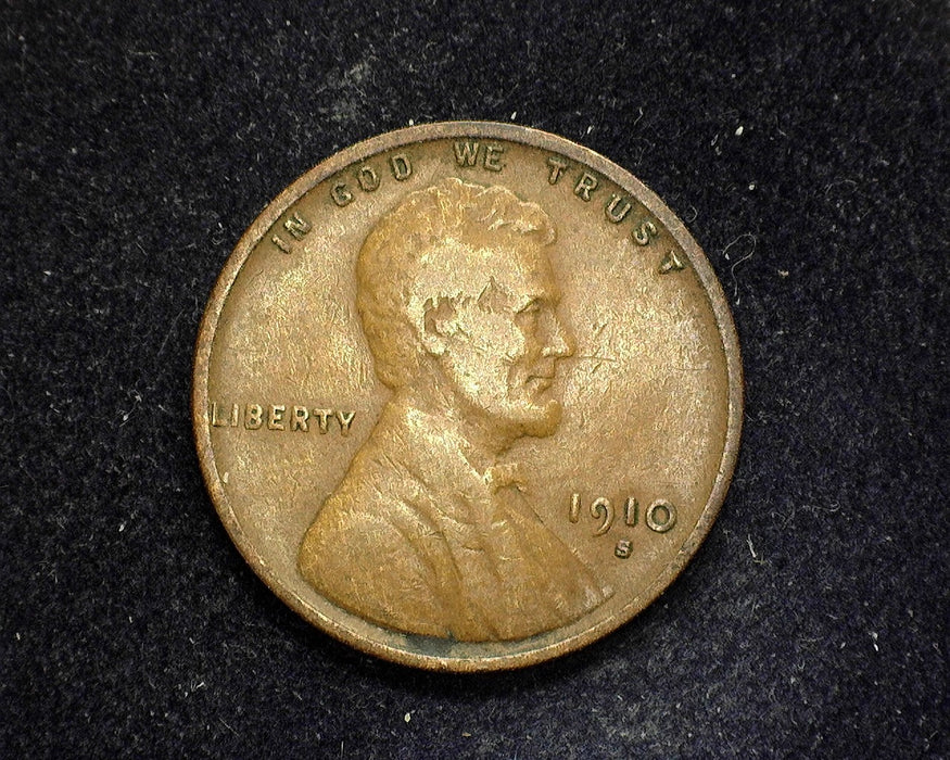 1910 S Lincoln Wheat Penny/Cent F - US Coin