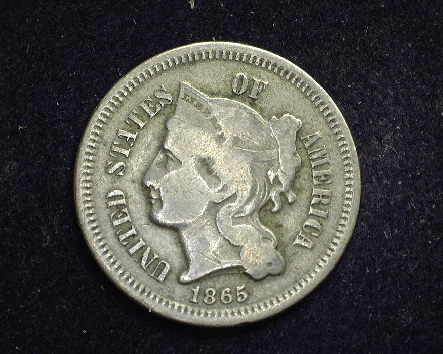 1865 Three Cent Nickel VG - US Coin