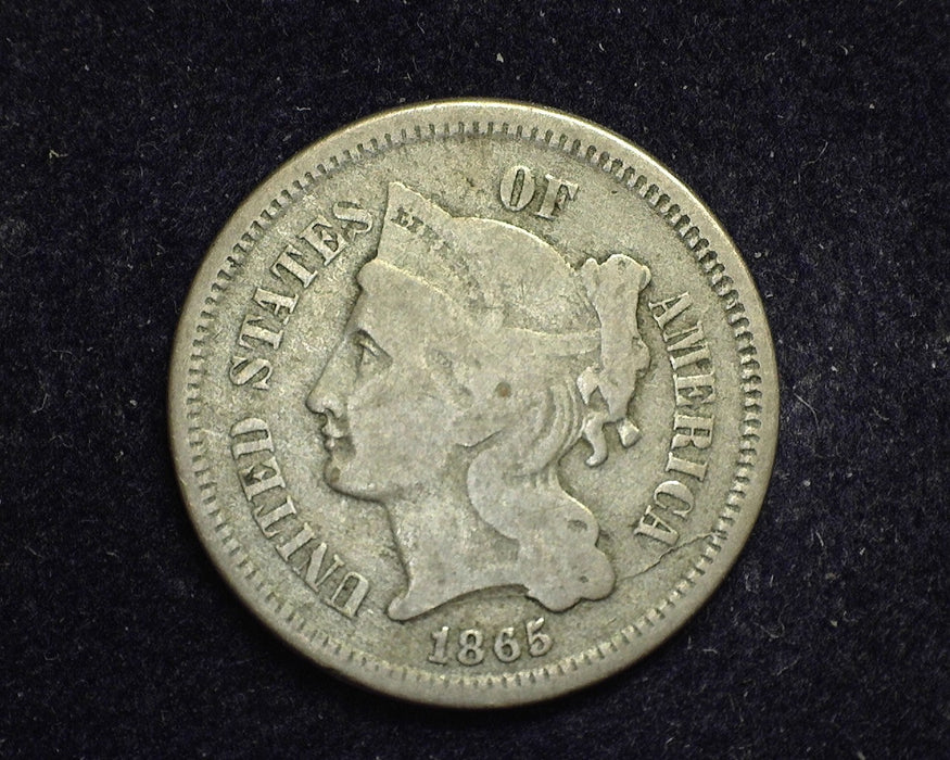 1865 Three Cent Nickel VG - US Coin