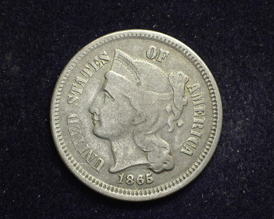 1865 Three Cent Nickel VG - US Coin