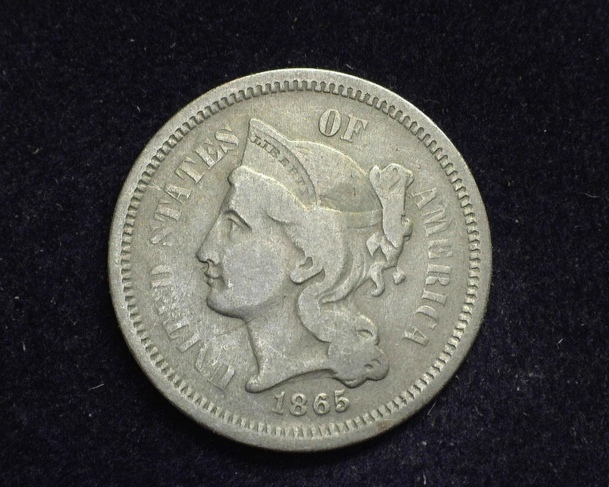 1865 Three Cent Nickel VG - US Coin