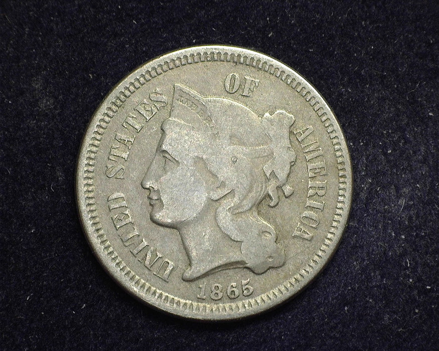 1865 Three Cent Nickel VG - US Coin