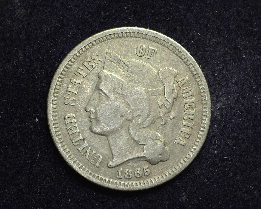 1865 Three Cent Nickel F - US Coin