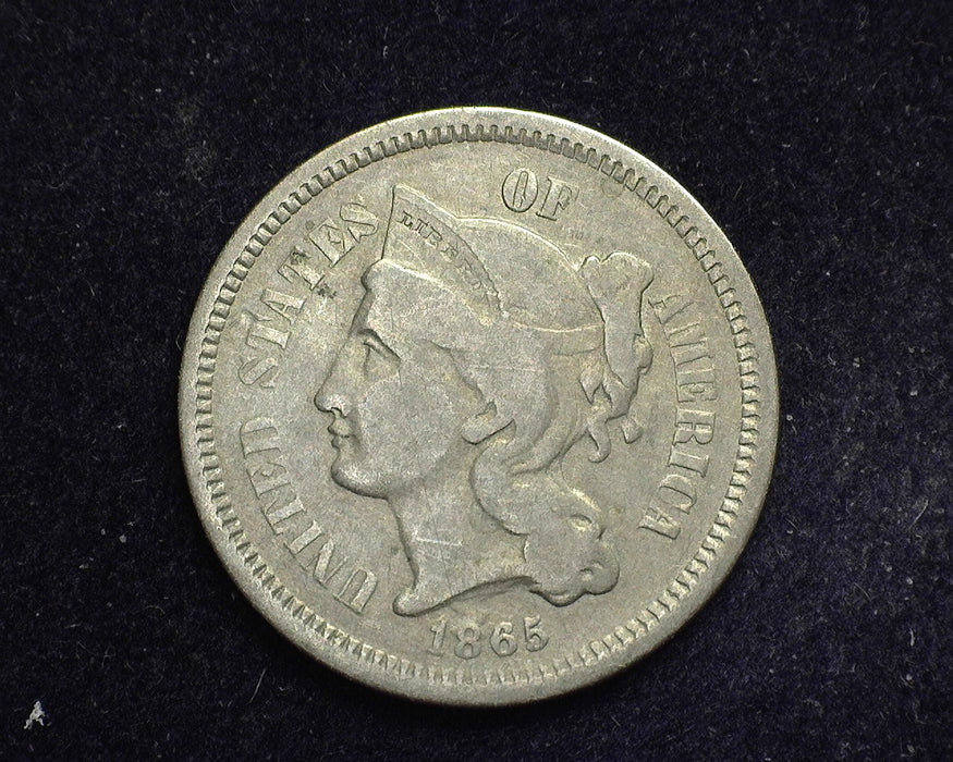 1865 Three Cent Nickel F - US Coin