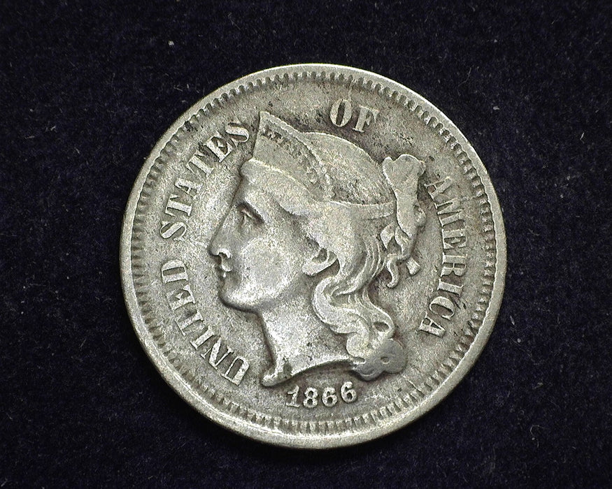 1866 Three Cent Nickel F - US Coin