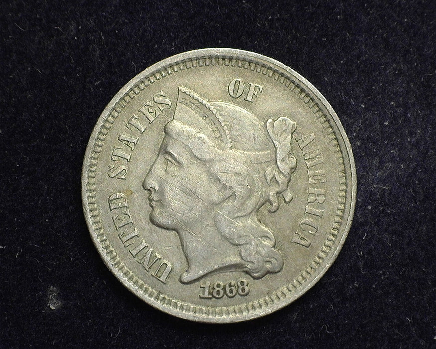 1868 Three Cent Nickel F - US Coin