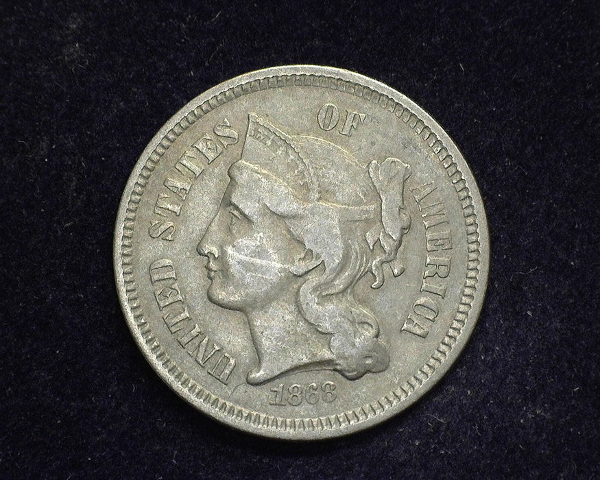 1868 Three Cent Nickel F - US Coin