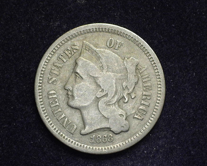 1868 Three Cent Nickel VG - US Coin