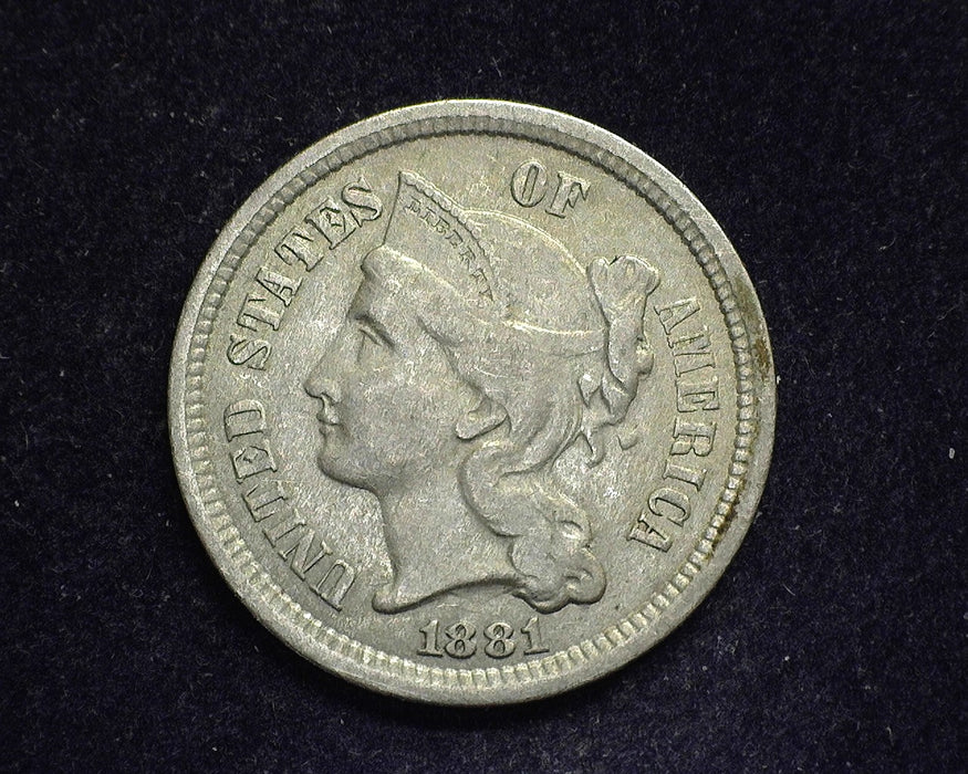 1881 Three Cent Nickel VF - US Coin