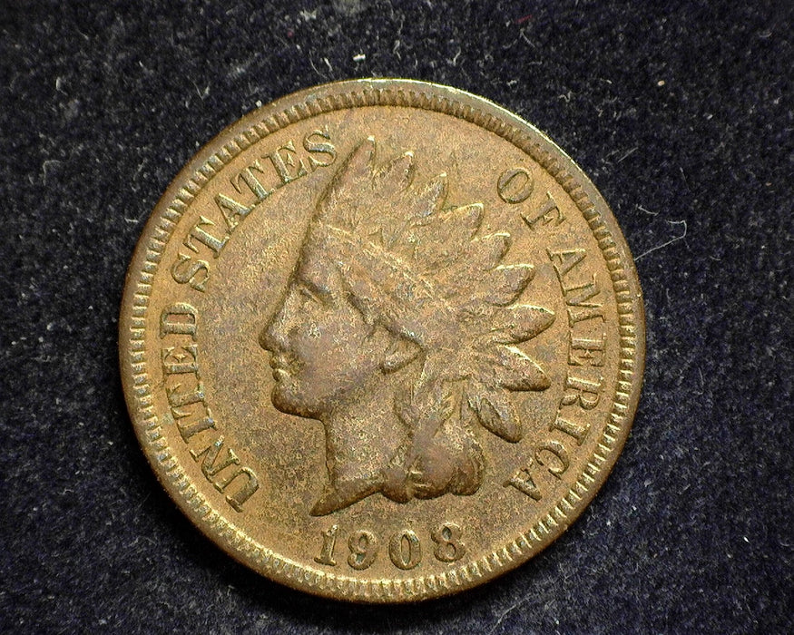 1908 S Indian Head Penny/Cent F - US Coin