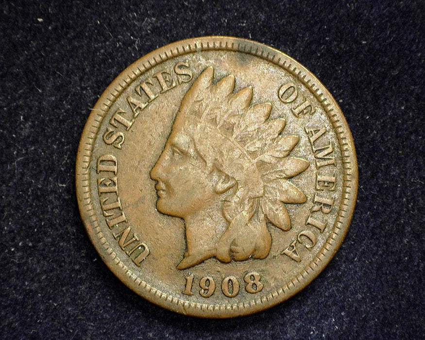 1908 S Indian Head Penny/Cent VG - US Coin