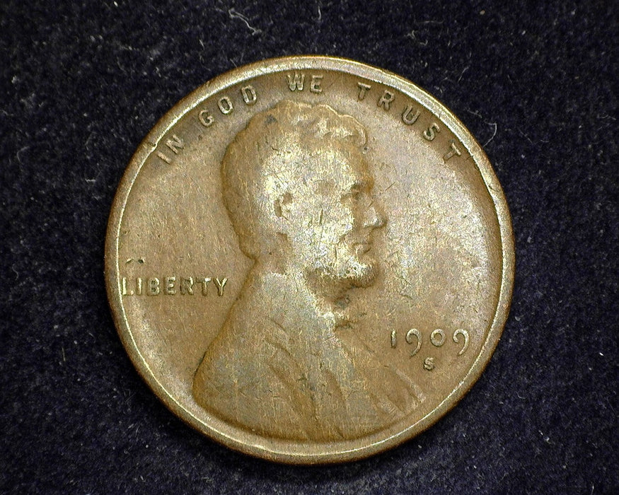 1909 S Lincoln Wheat Penny/Cent F - US Coin