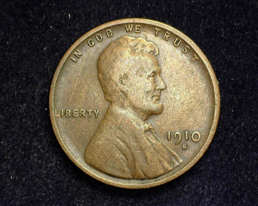 1910 S Lincoln Wheat Penny/Cent F - US Coin