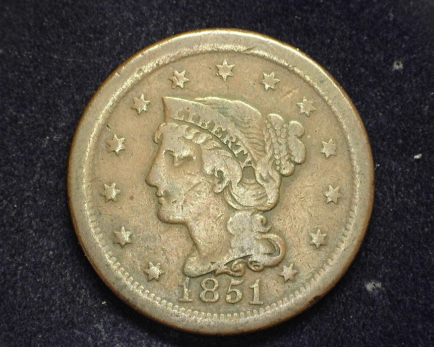 1851 Large Cent Matron Cent F - US Coin