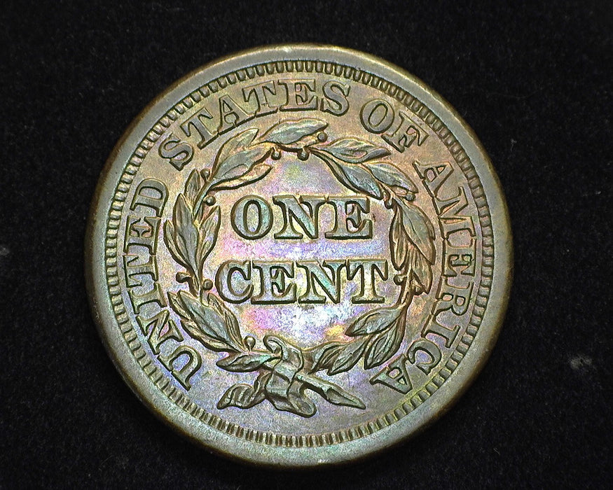 1854 Large Cent Matron Cent UNC Beautifully toned - US Coin