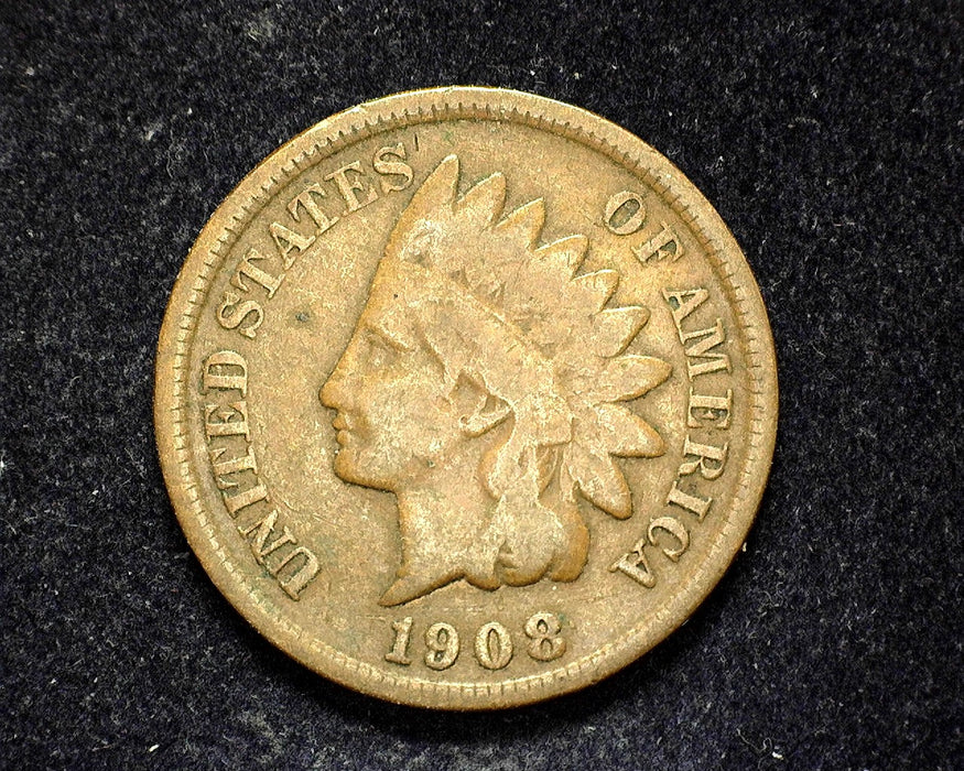 1908 S Indian Head Penny/Cent VG - US Coin