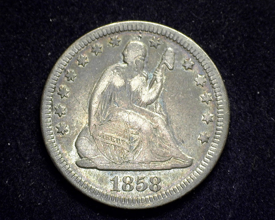 1858 Liberty Seated Quarter F - US Coin