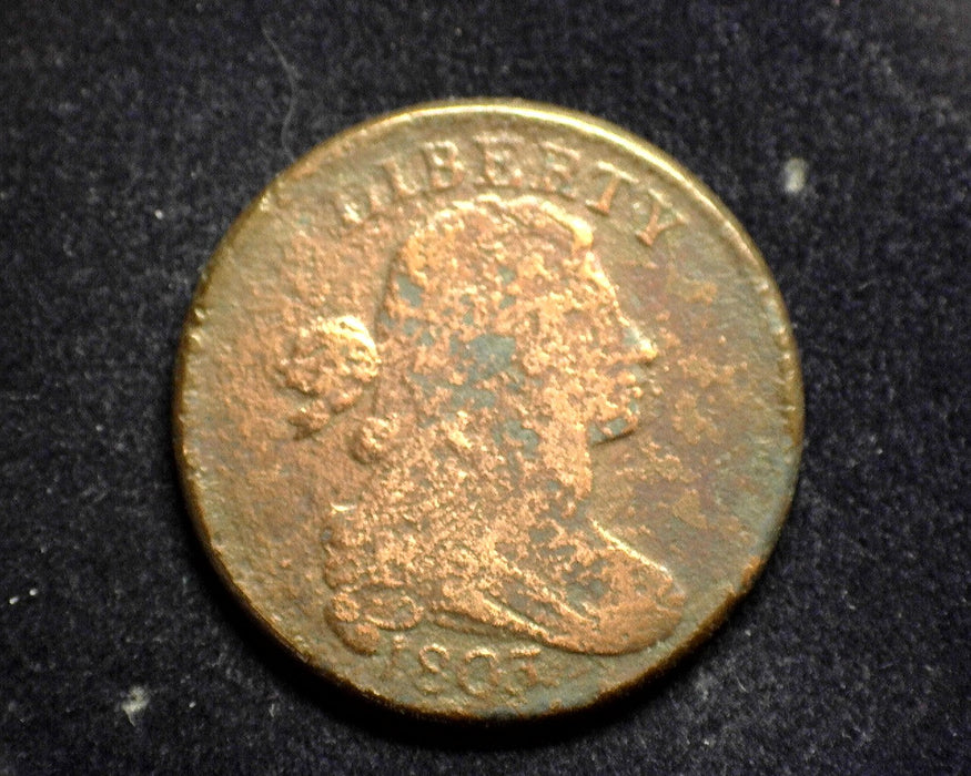 1805 Large Cent Draped Bust Cent F Pitted - US Coin