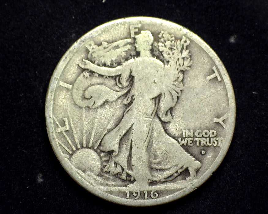 1916 D Liberty Walking Half Dollar VG - US Coin