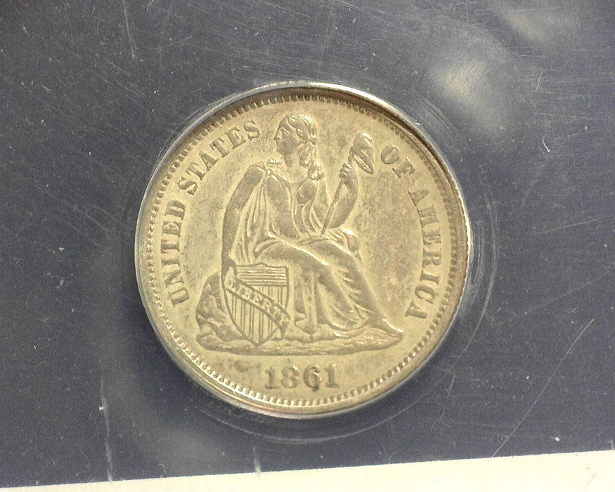 1861 Liberty Seated Dime ANACS AU 55 Details Cleaned - US Coin