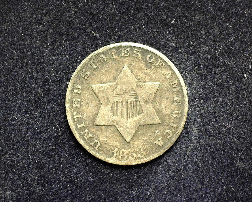 1853 Three Cent Silver F - US Coin